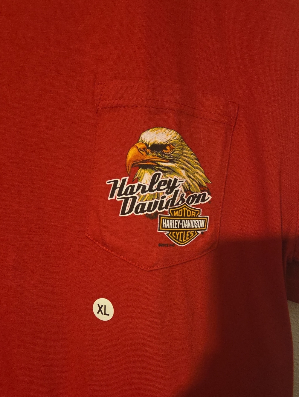 Harley-Davidson Red Pocket Tee with Eagle and Bar & Shield